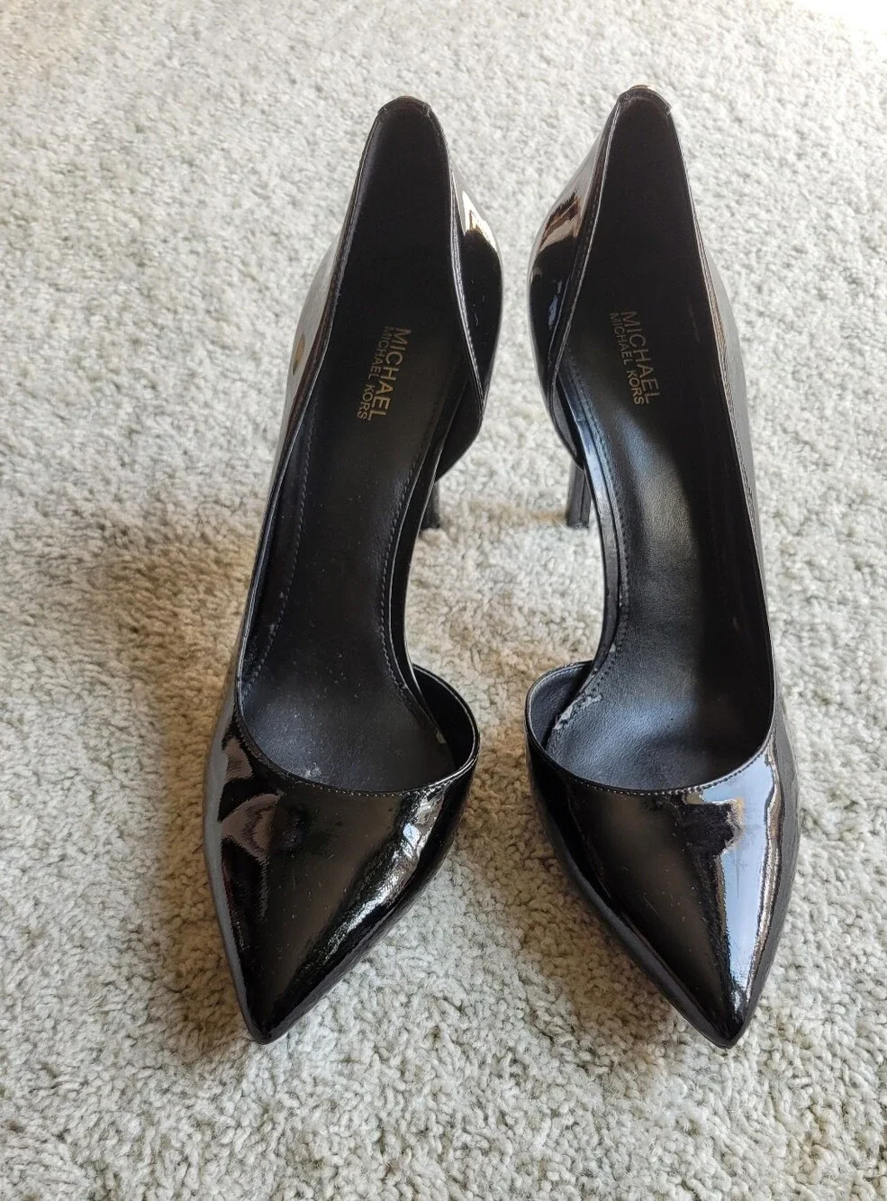 Classic Black Patton Leather Sculptural Heels Michael Kors    Great Condition